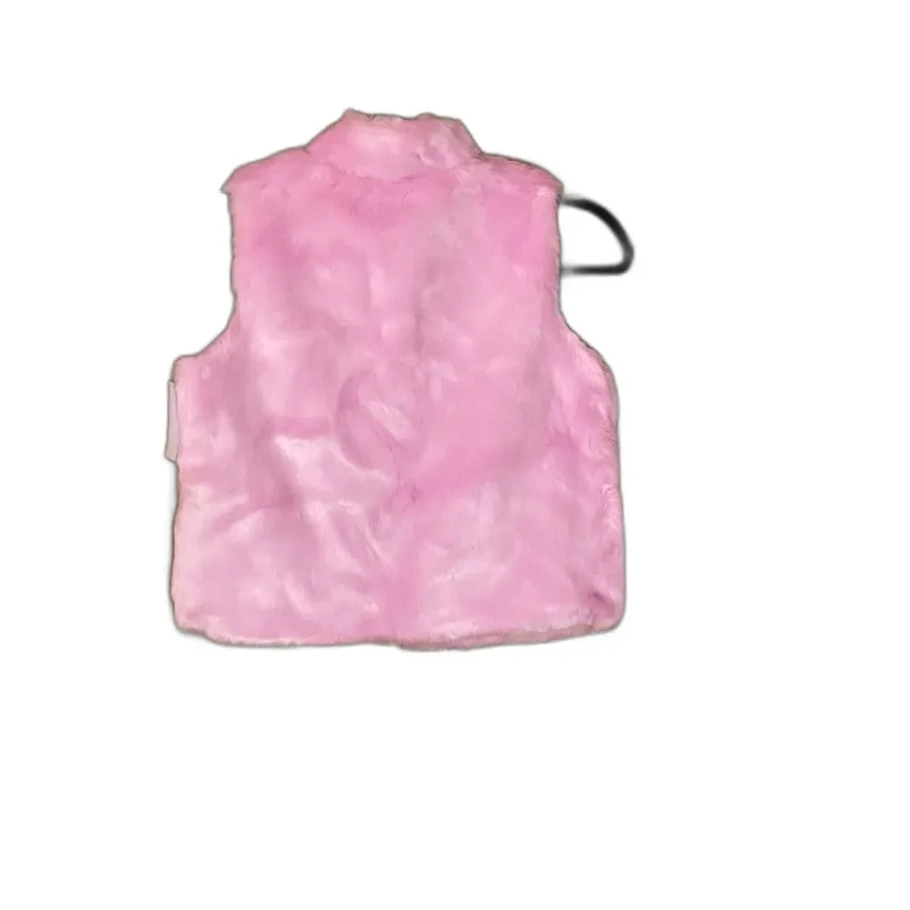 OshKosh B'gosh Girls Pink Faux Fur Zip Vest Size 12 Months NWT Soft Plush Winter